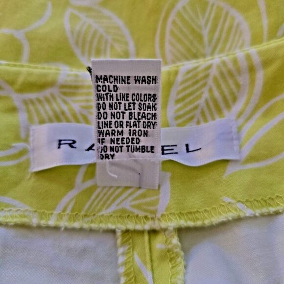 Rafael Cropped Pants Womens Size 6 Light Green Floral White Flat Front - Picture 9 of 11